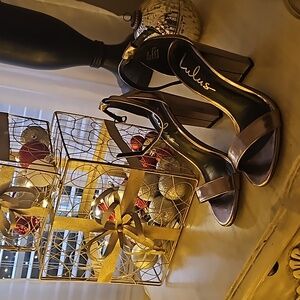 Lulus Pewter/rose gole block heel 4 inch